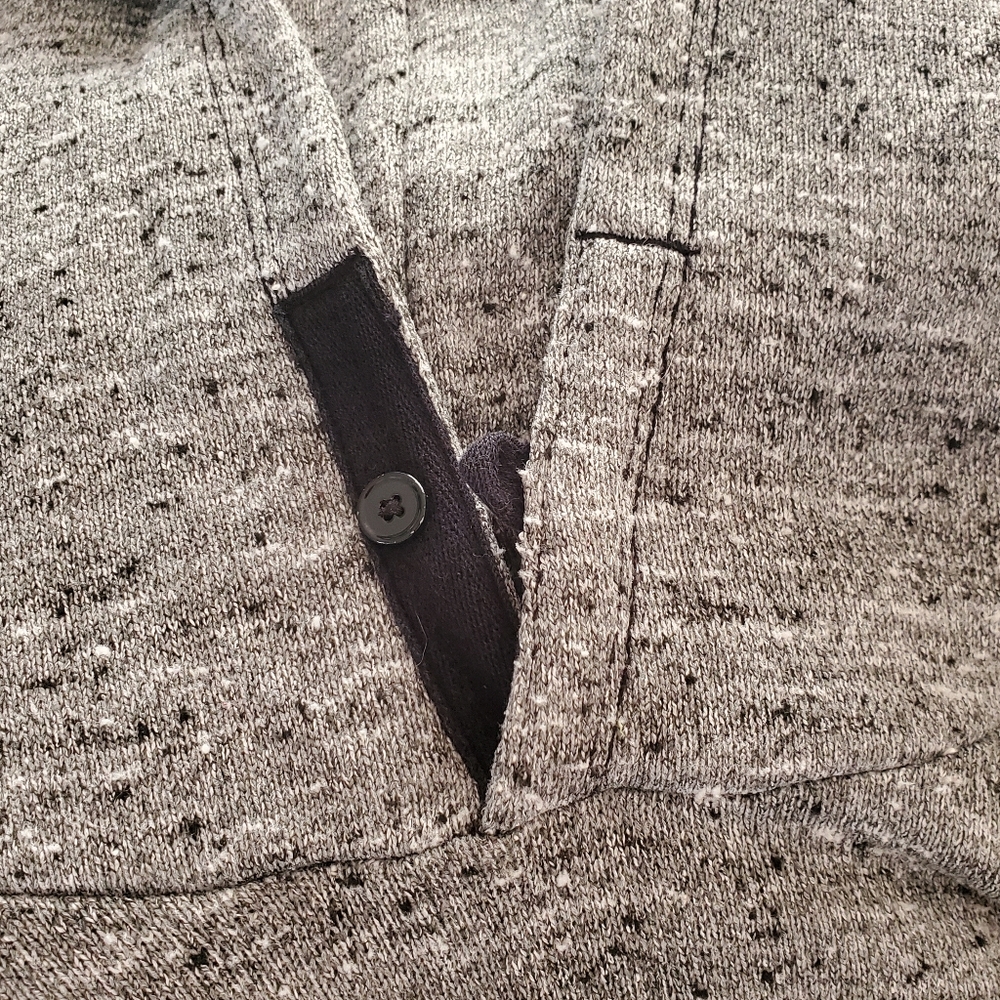 Gap Women's XL Hoodie Iconic Nubby Reverse Weave Gray & Black Elbow Patches - Picture 4 of 9